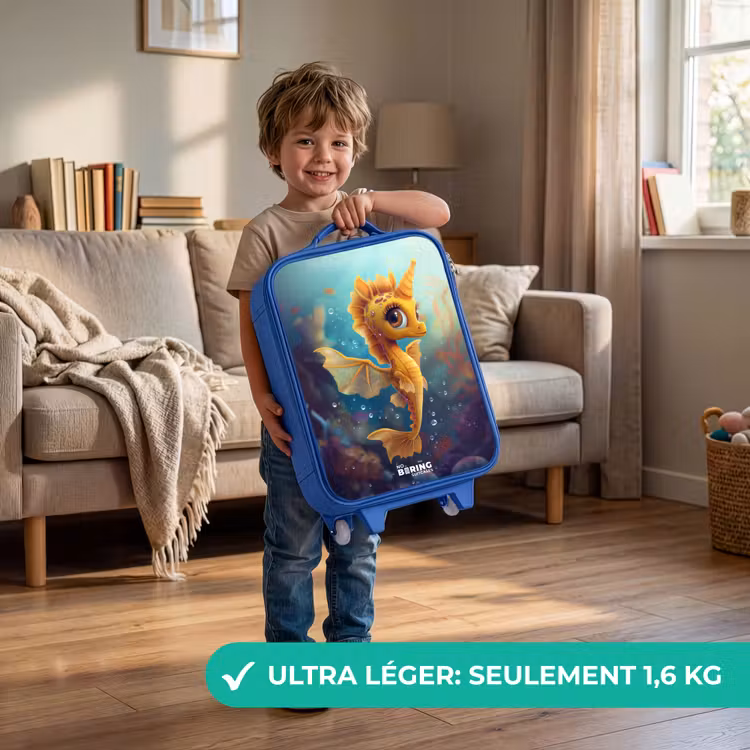 Valise enfant - Bleu - Hippocampe orange dans l'eau — 3