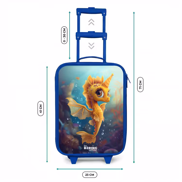 Valise enfant - Bleu - Hippocampe orange dans l'eau — 6