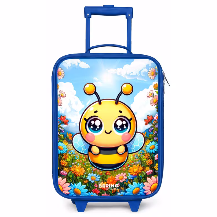 Valise enfant - Bleu - Mignonne abeille parmi les fleurs — 1