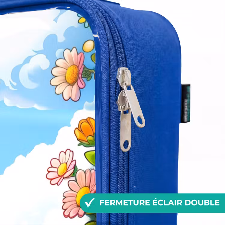 Valise enfant - Bleu - Mignonne abeille parmi les fleurs — 7