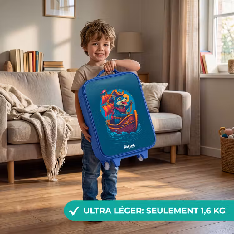 Valise enfant - Bleu - Raton laveur pirate sur un bateau — 3