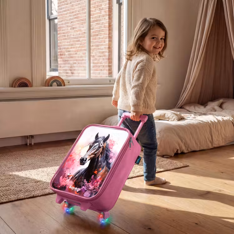 Valise enfant - Rose - Aquarelle d'un cheval en explosion de couleurs — 2