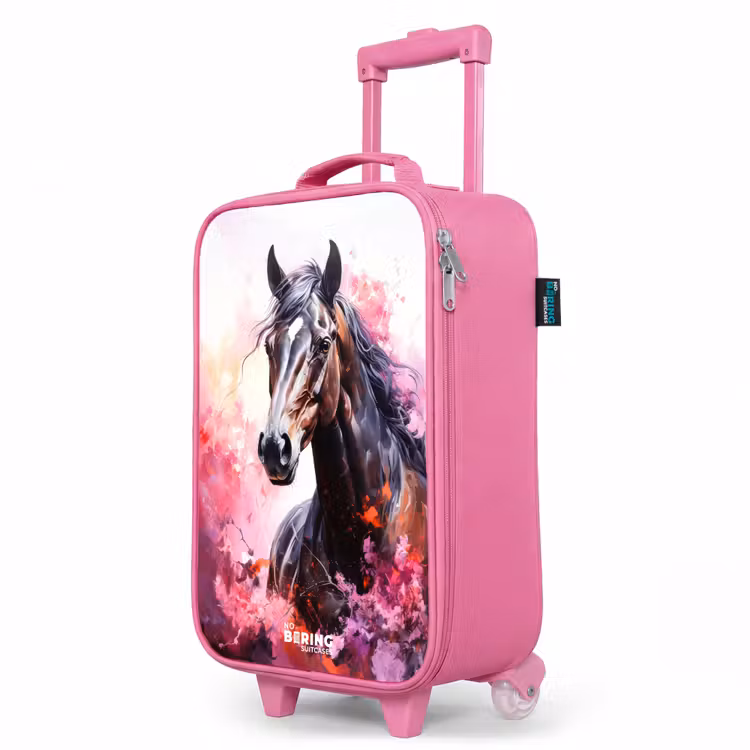 Valise enfant - Rose - Aquarelle d'un cheval en explosion de couleurs — 8