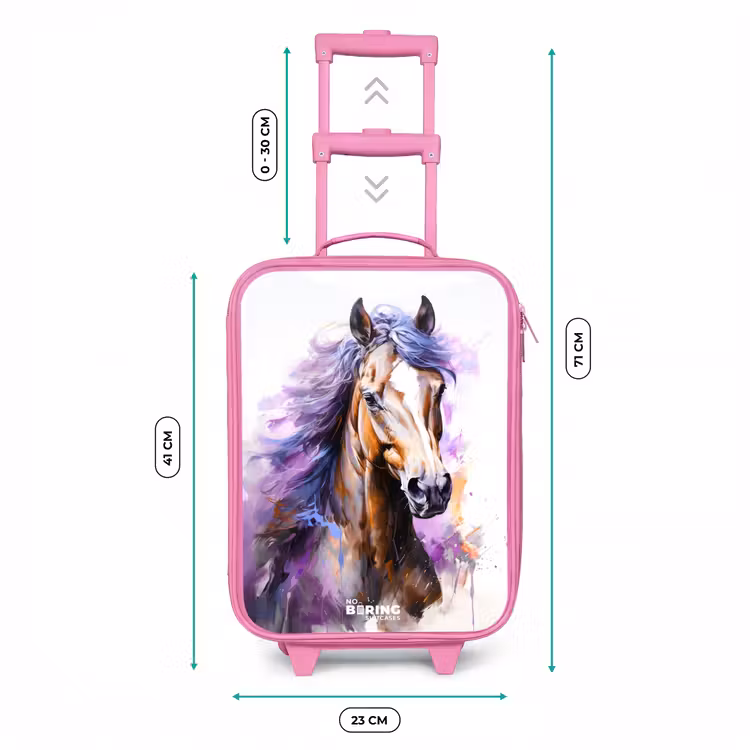 Valise enfant - Rose - Cheval aquarelle avec crinière violette — 6