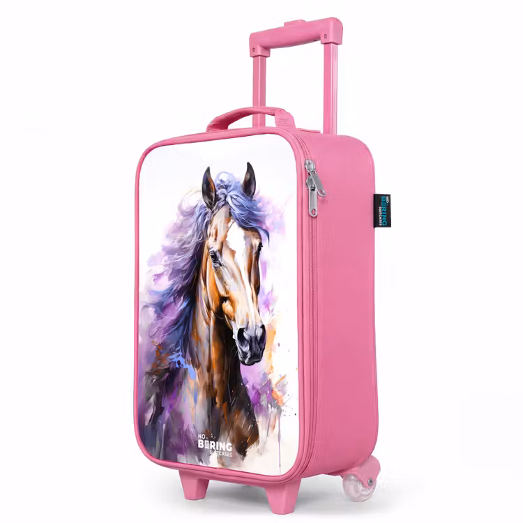 Valise enfant - Rose - Cheval aquarelle avec crinière violette — 8