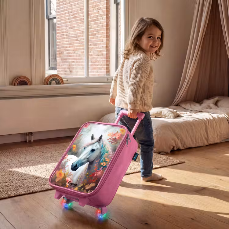 Valise enfant - Rose - Cheval blanc entouré de fleurs — 2