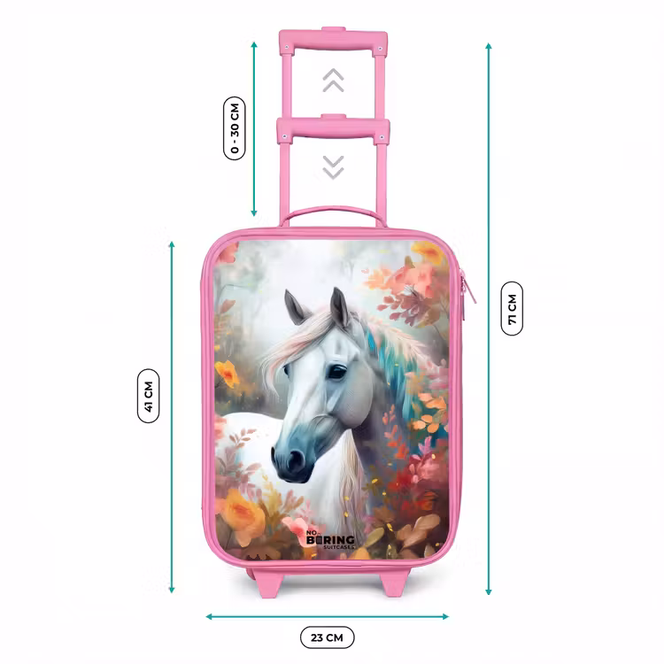 Valise enfant - Rose - Cheval blanc entouré de fleurs — 6