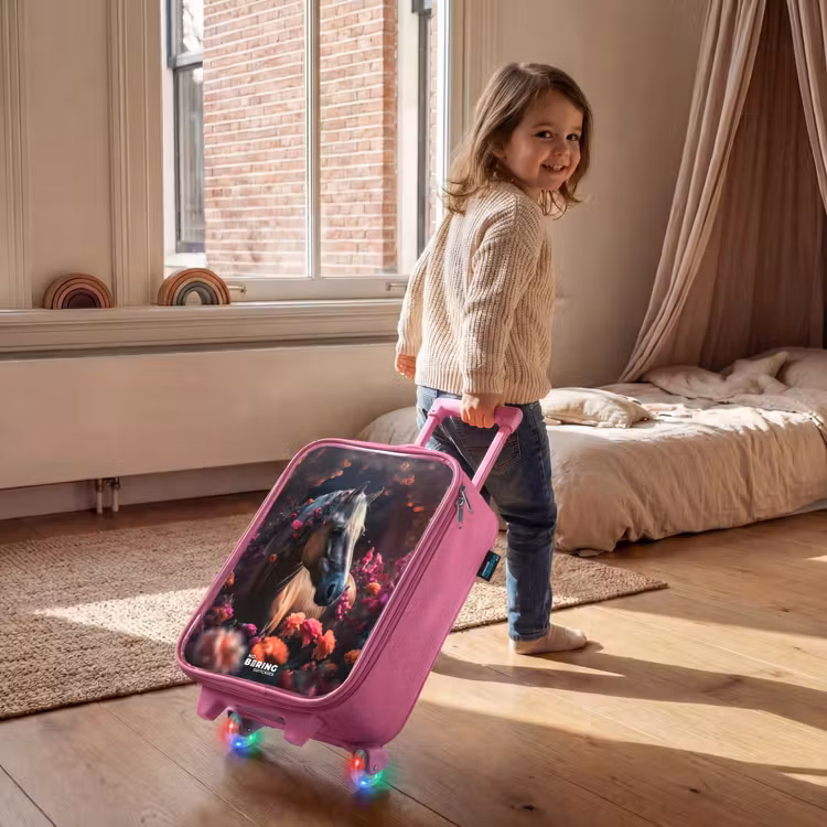 Valise enfant - Rose - Cheval brun doré parmi les fleurs — 2