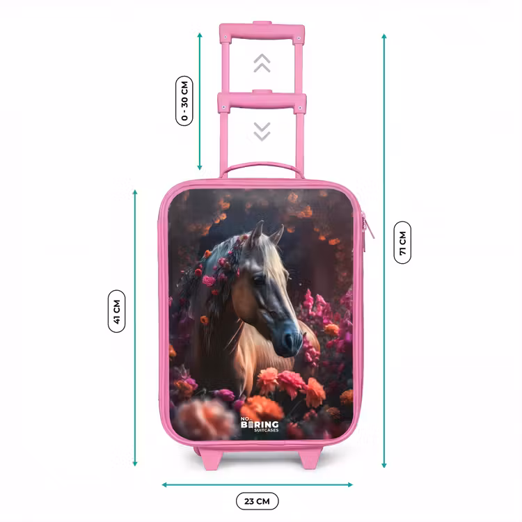 Valise enfant - Rose - Cheval brun doré parmi les fleurs — 6