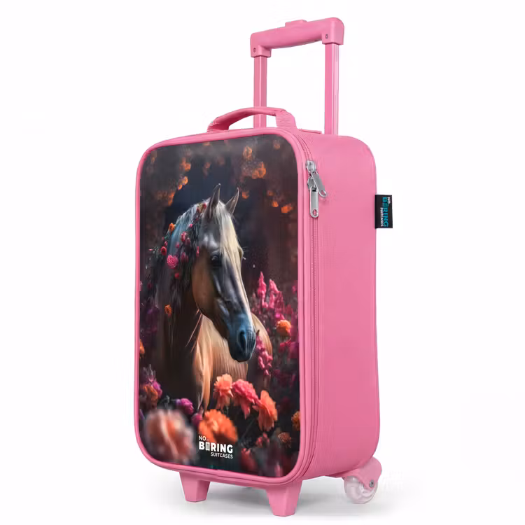 Valise enfant - Rose - Cheval brun doré parmi les fleurs — 8