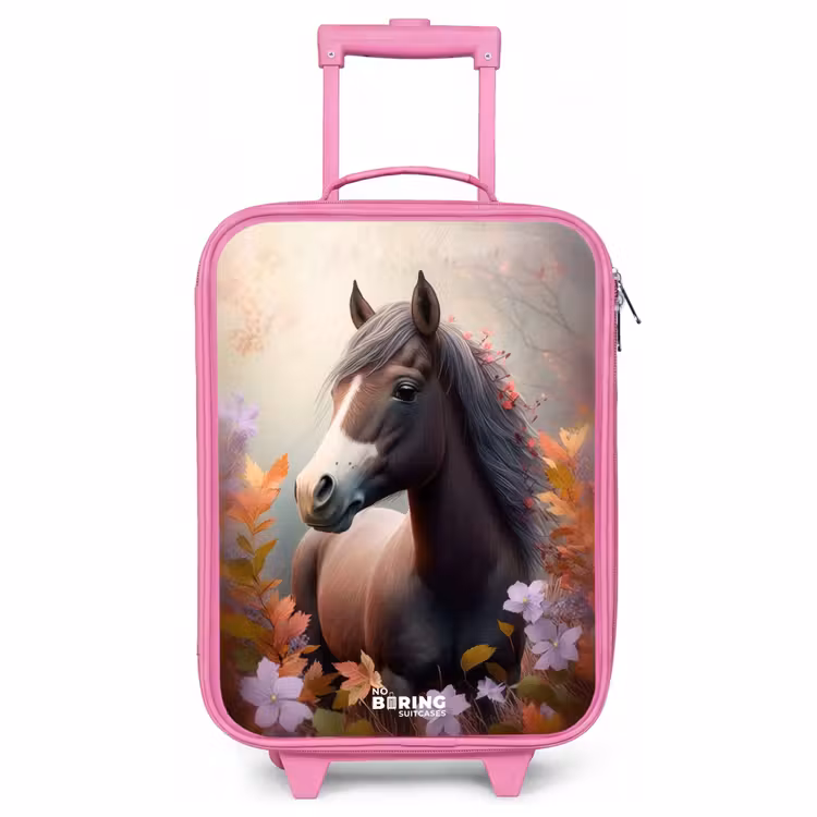 Valise enfant - Rose - Cheval brun en automne — 1