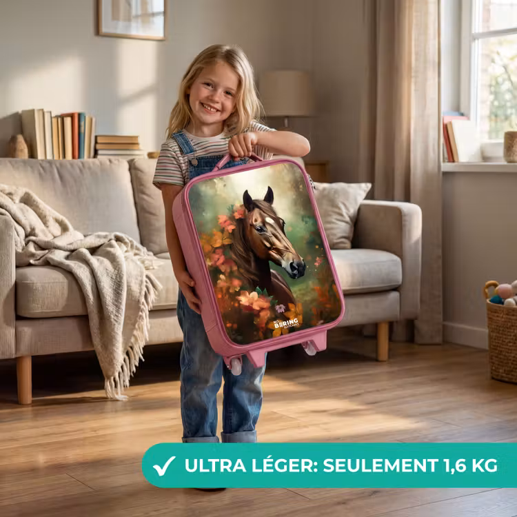 Valise enfant - Rose - Cheval brun parmi les fleurs — 3