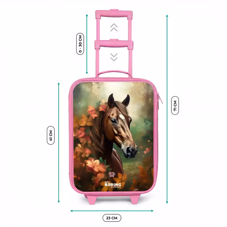 Valise enfant - Rose - Cheval brun parmi les fleurs — 6