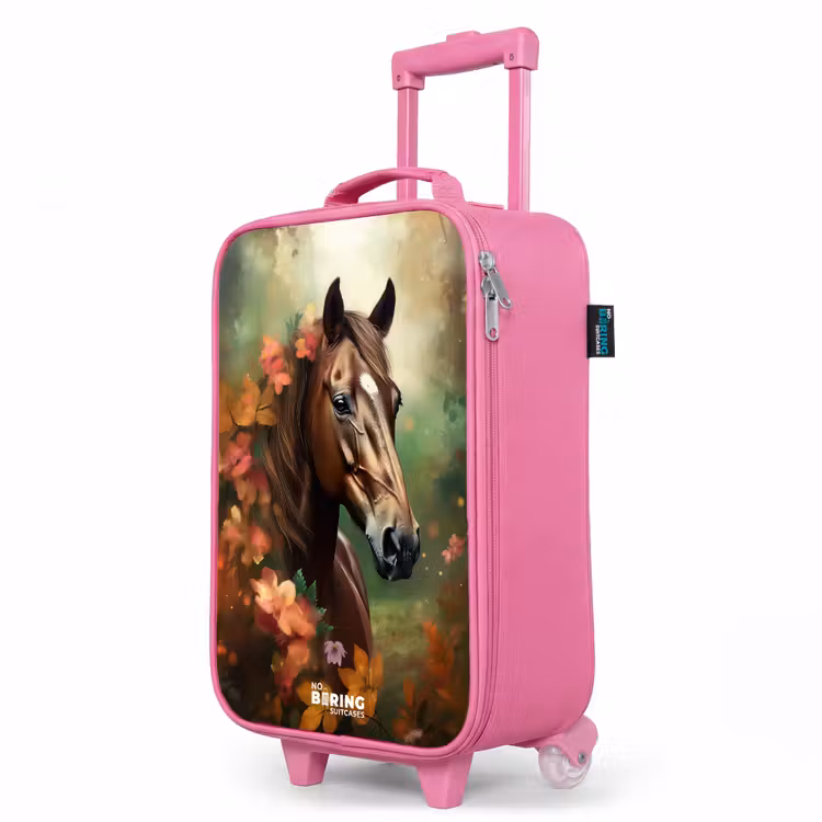 Valise enfant - Rose - Cheval brun parmi les fleurs — 8