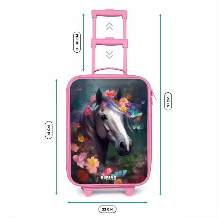 Valise enfant - Rose - Cheval dans des fleurs colorées — 6