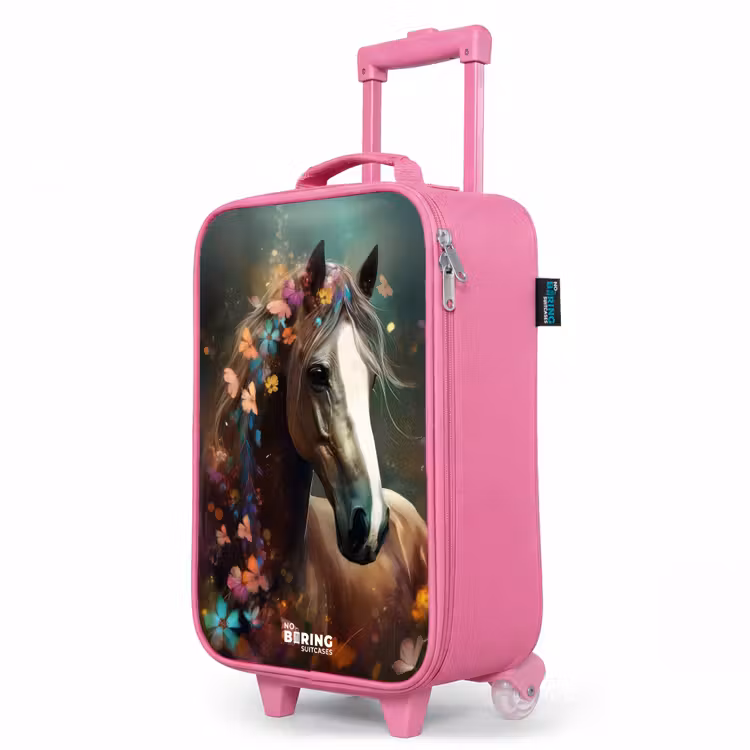 Valise enfant - Rose - Cheval marron clair parmi les fleurs — 8