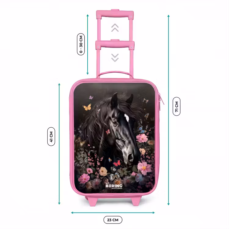Valise enfant - Rose - Cheval noir en fleurs — 6