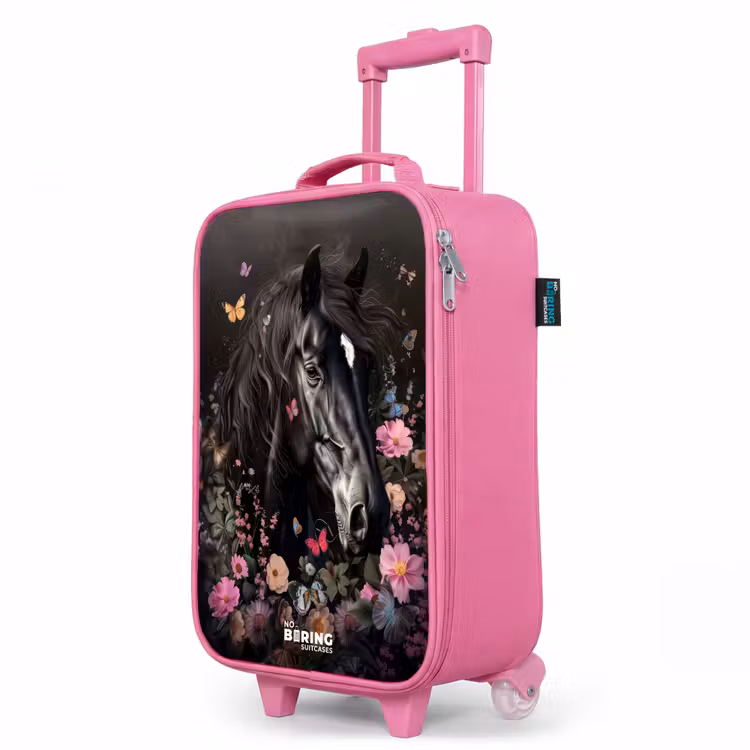 Valise enfant - Rose - Cheval noir en fleurs — 8