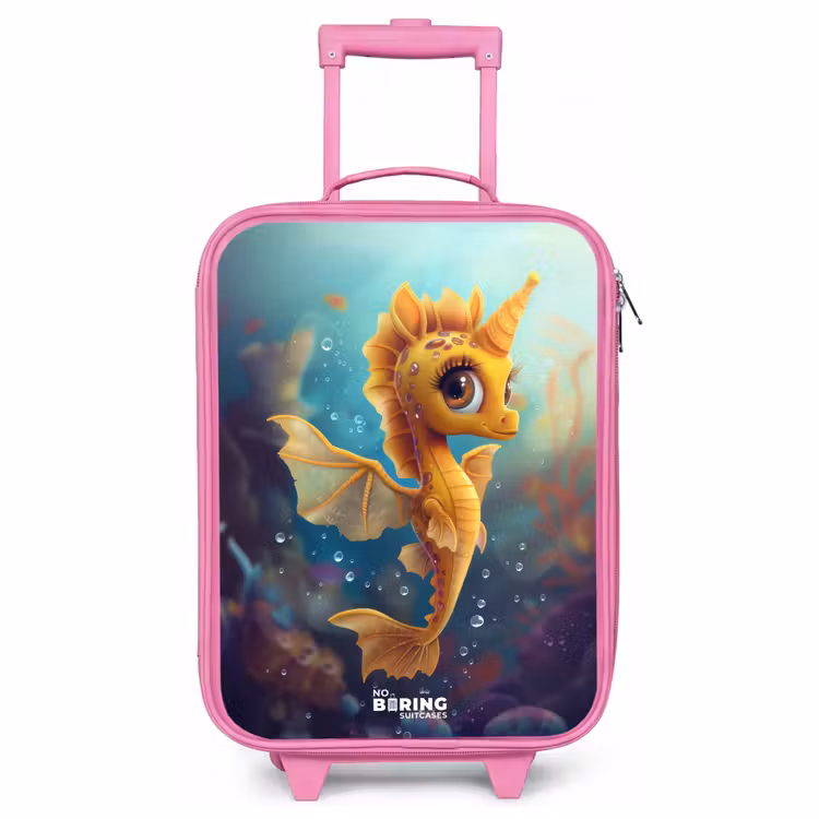 Valise enfant - Rose - Hippocampe orange dans l'eau — 1