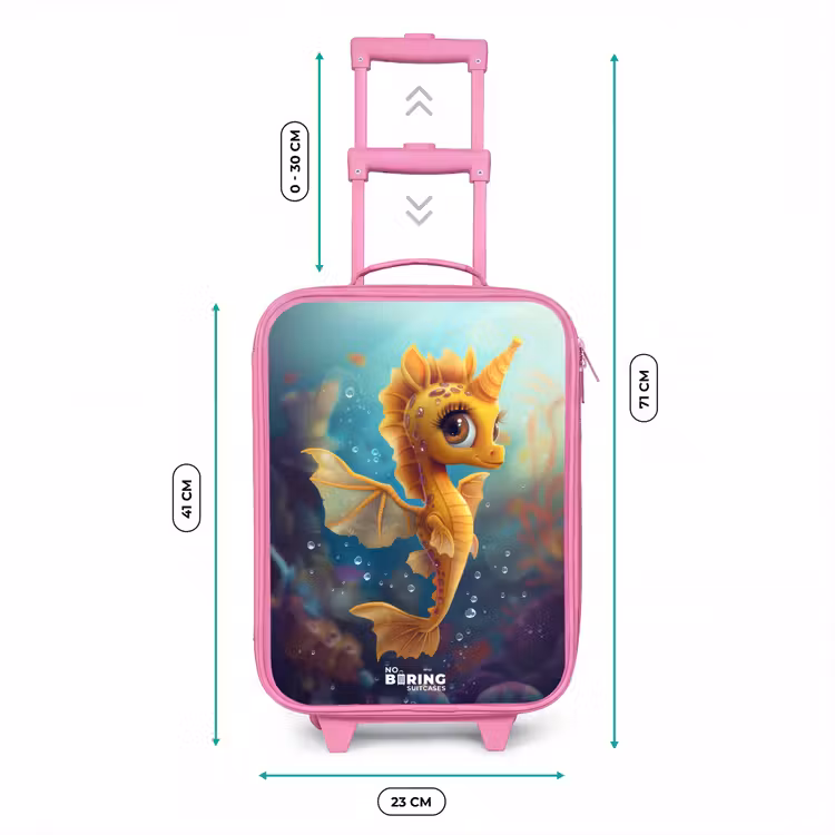 Valise enfant - Rose - Hippocampe orange dans l'eau — 6