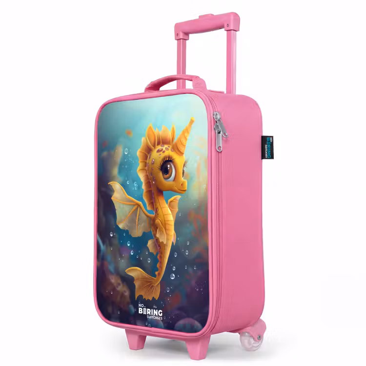 Valise enfant - Rose - Hippocampe orange dans l'eau — 8