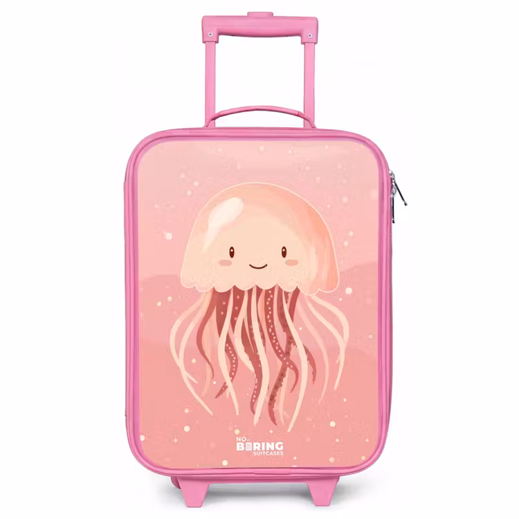 Valise enfant - Rose - Méduse rose avec visage — 1