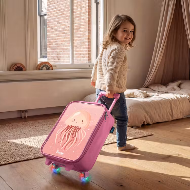 Valise enfant - Rose - Méduse rose avec visage — 2