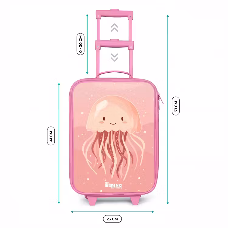 Valise enfant - Rose - Méduse rose avec visage — 6