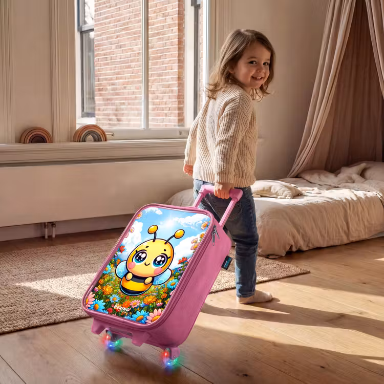 Valise enfant - Rose - Mignonne abeille parmi les fleurs — 2