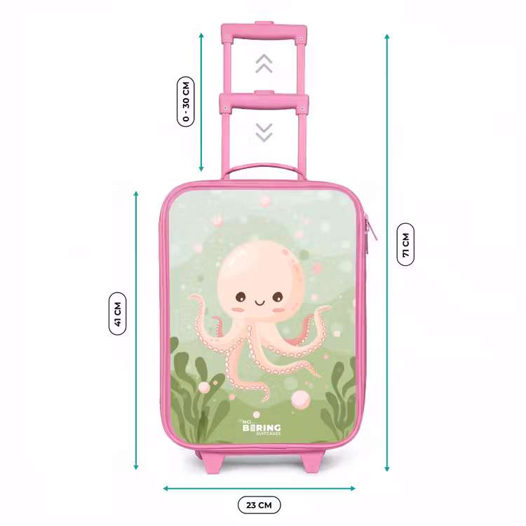 Valise enfant - Rose - Pieuvre rose avec un sourire — 6