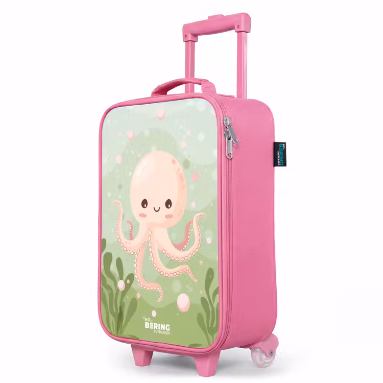 Valise enfant - Rose - Pieuvre rose avec un sourire — 8