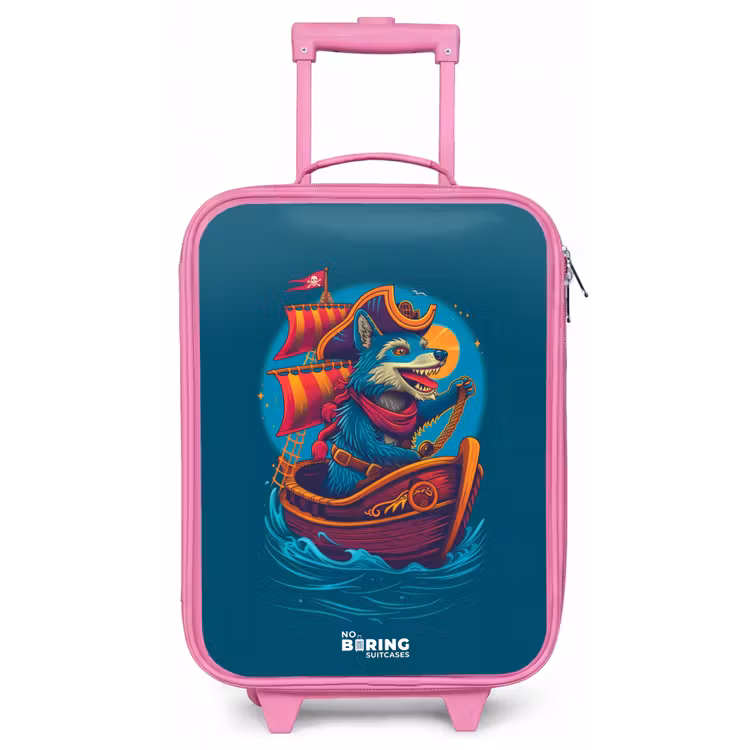 Valise enfant - Rose - Raton laveur pirate sur un bateau — 1