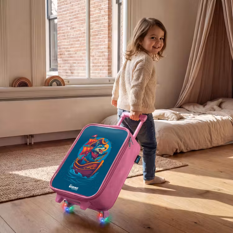 Valise enfant - Rose - Raton laveur pirate sur un bateau — 2
