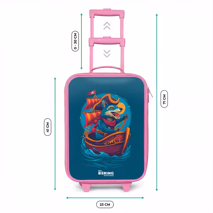 Valise enfant - Rose - Raton laveur pirate sur un bateau — 6