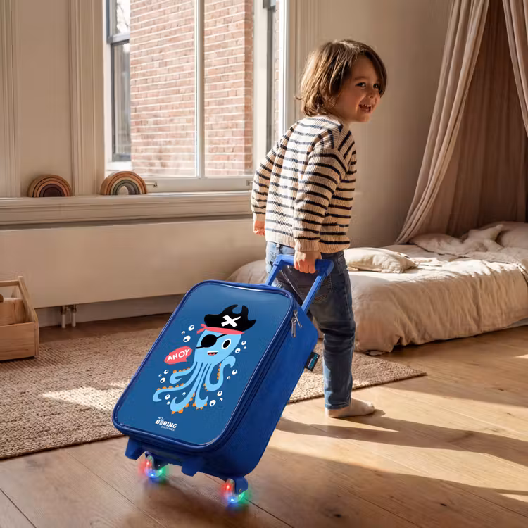 Valise enfant - Bleu - Pieuvre pirate avec un chapeau — 2