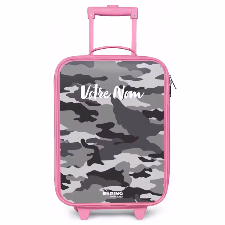 Valise enfant - Rose - Camo gris — 1