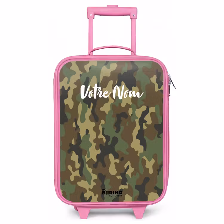 Valise enfant - Rose - Camouflage vert avec couleur sable — 1