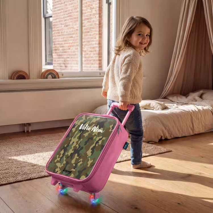 Valise enfant - Rose - Camouflage vert avec couleur sable — 2