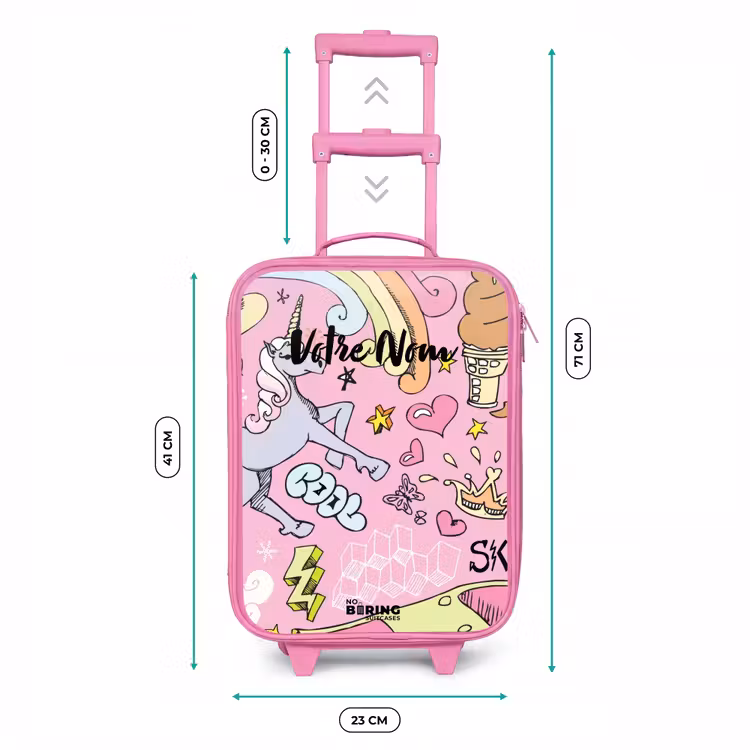 Valise enfant - Rose - Gribouillis de licorne — 6