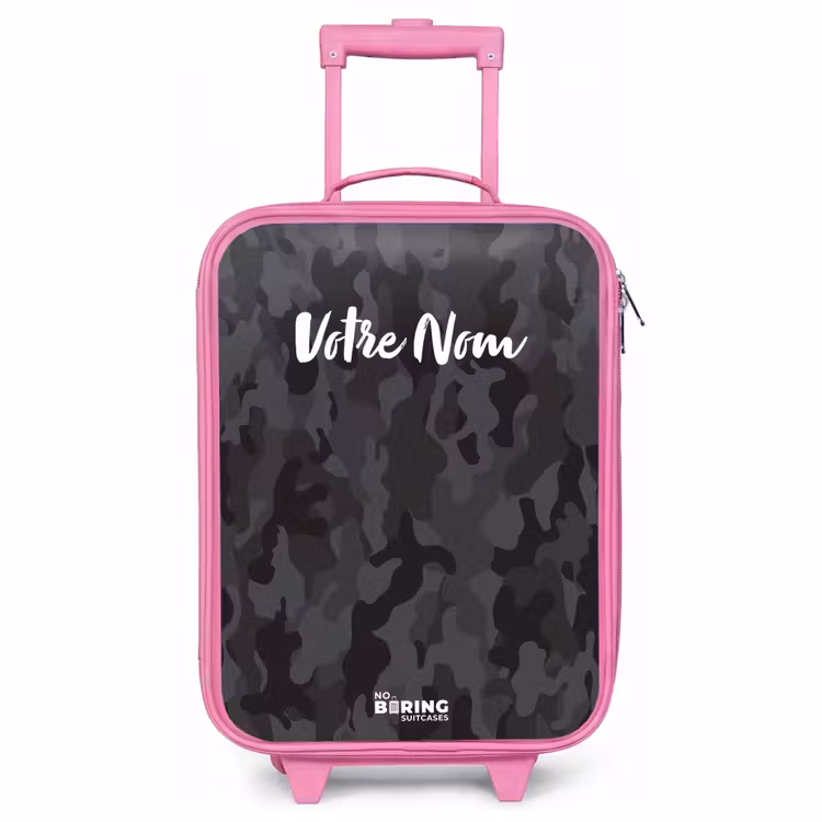 Valise enfant - Rose - Imprimé camouflage vert — 1