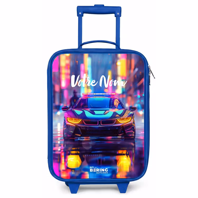 Valise enfant - Bleu - Voiture de nuit au néon — 1