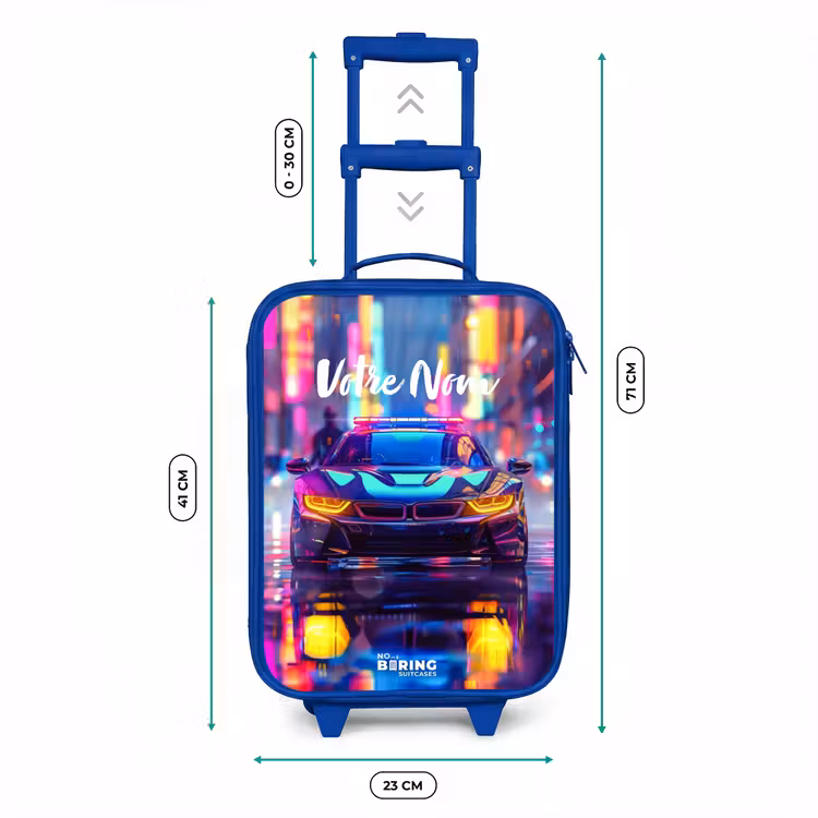 Valise enfant - Bleu - Voiture de nuit au néon — 6