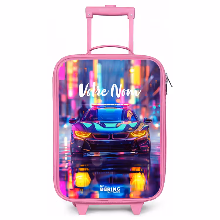 Valise enfant - Rose - Voiture de nuit au néon — 1