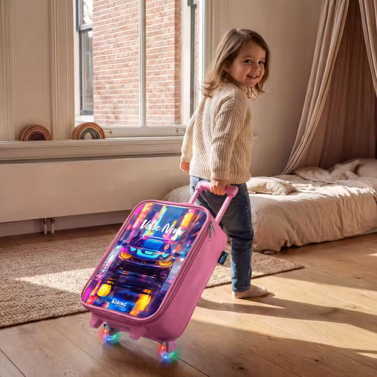 Valise enfant - Rose - Voiture de nuit au néon — 2