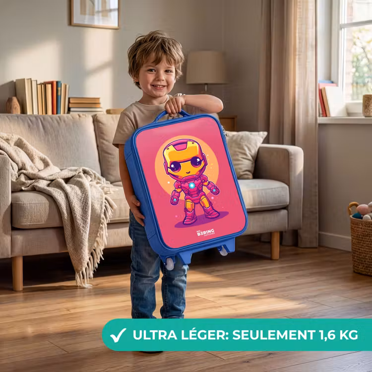 Valise enfant - Bleu - Ranger rose — 3