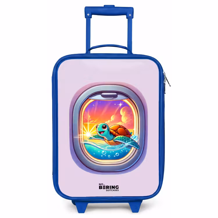 Valise enfant - Bleu - Tortue nageant au coucher du soleil — 1