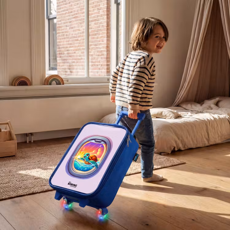 Valise enfant - Bleu - Tortue nageant au coucher du soleil — 2
