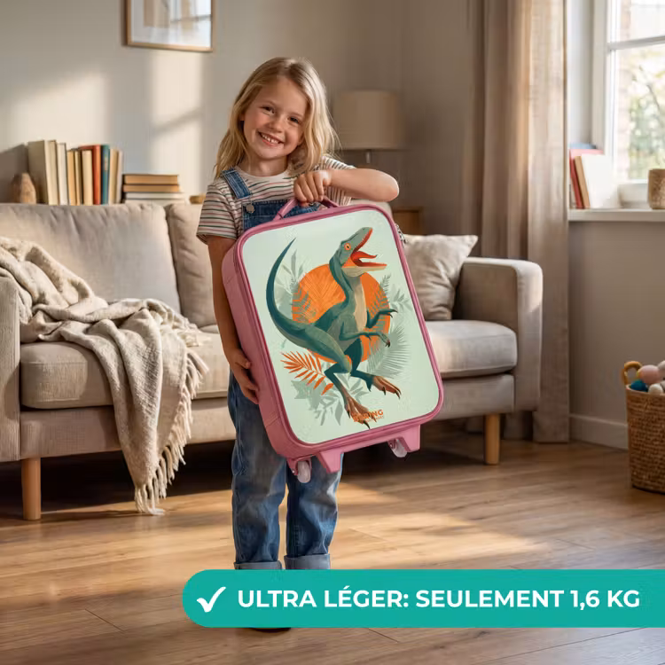 Valise enfant - Rose - Chasseur rôdeur avec des feuilles — 3