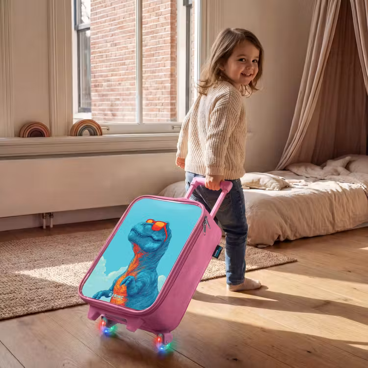 Valise enfant - Rose - Dino avec lunettes de soleil — 2