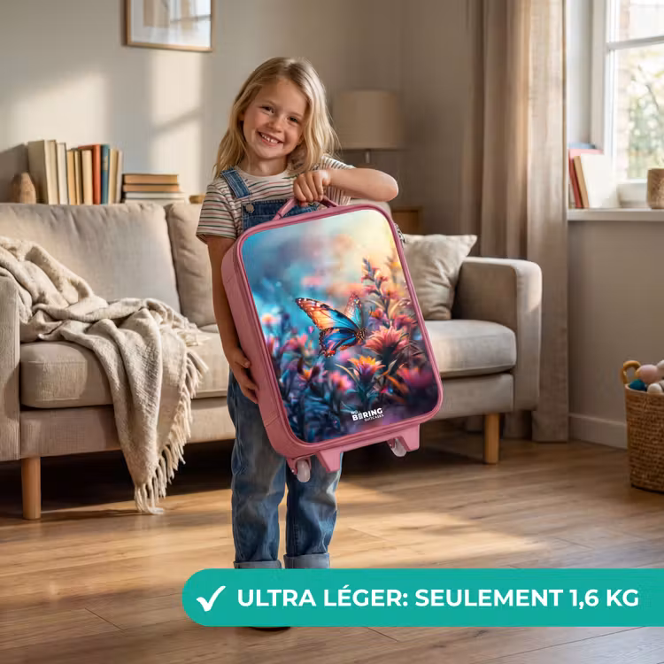Valise enfant - Rose - Fleurs de papillon — 3